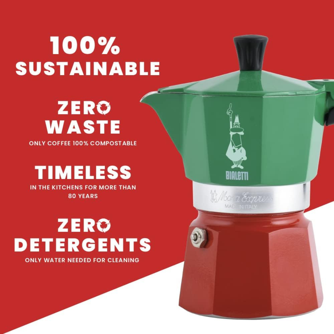 Bialetti Moka Express Italia Tricolor 3 Tazas