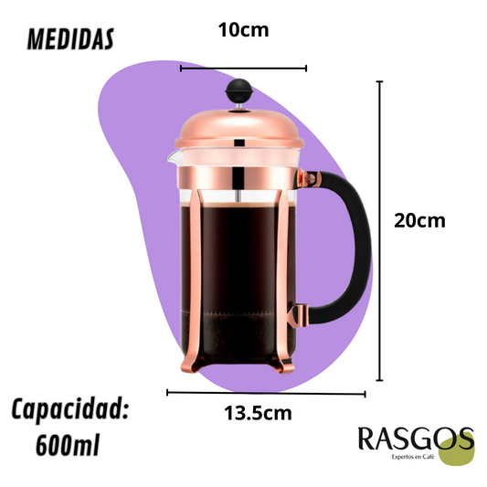 Cafetera Prensa Francesa Oro Rosa Acero Inoxidable Disponible 350ml-600ml-800ml