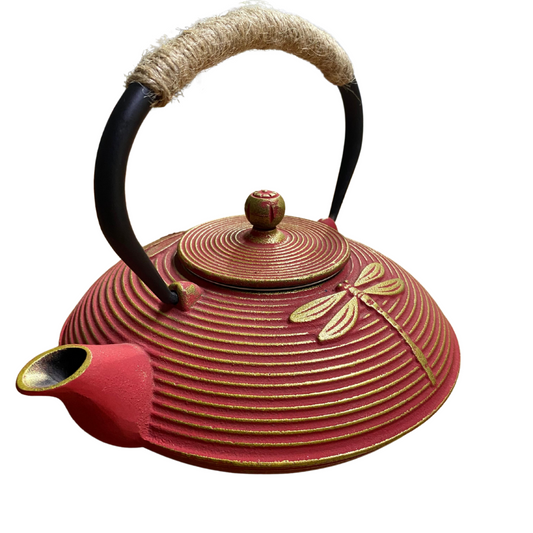 Tetera de Hierro con Infusor en Acero Inoxidable Roja Estilo Japonés 750ml