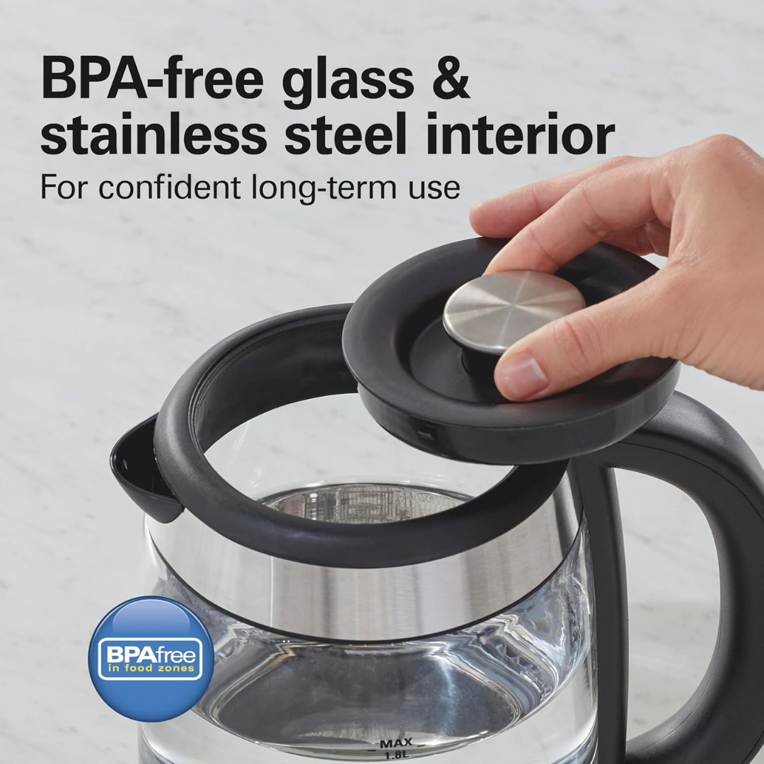 Tetera Eléctrica Hamilton Beach 1.8 L Profesional para el Hogar, Oficina y Catas de Café