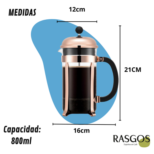 Cafetera de Embolo Prensa Francesa Bronce Disponible 350ml-600ml-800ml