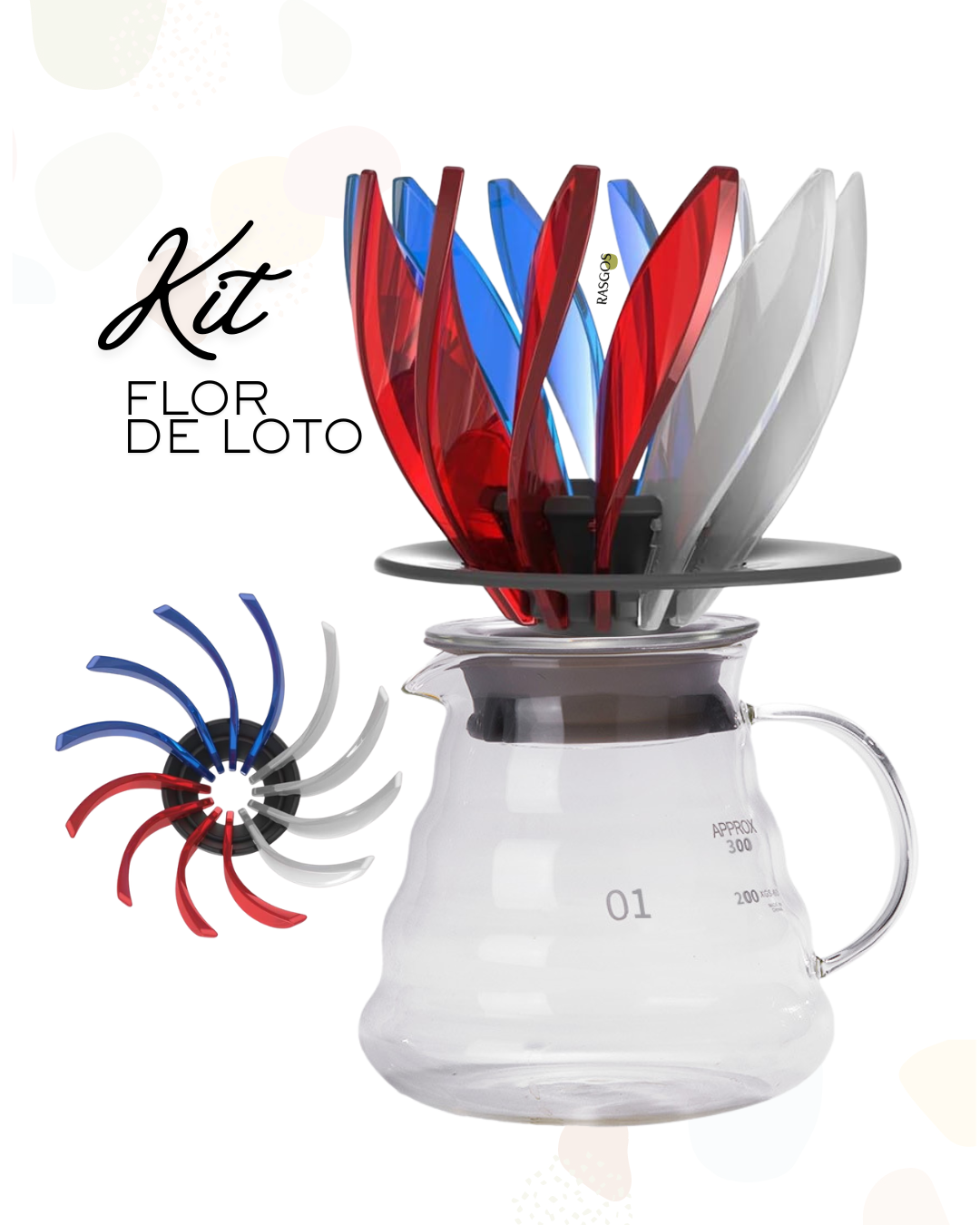 Kit Cafe Drip V60 Flor de Loto Tipo Hario Suiren