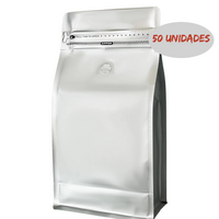 Pack de 50 Bolsas para Café 5G Hermeticas con Valvula color Plata 340gr