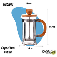 Cafetera Prensa Francesa Bambu 350ml-600ml-800ml