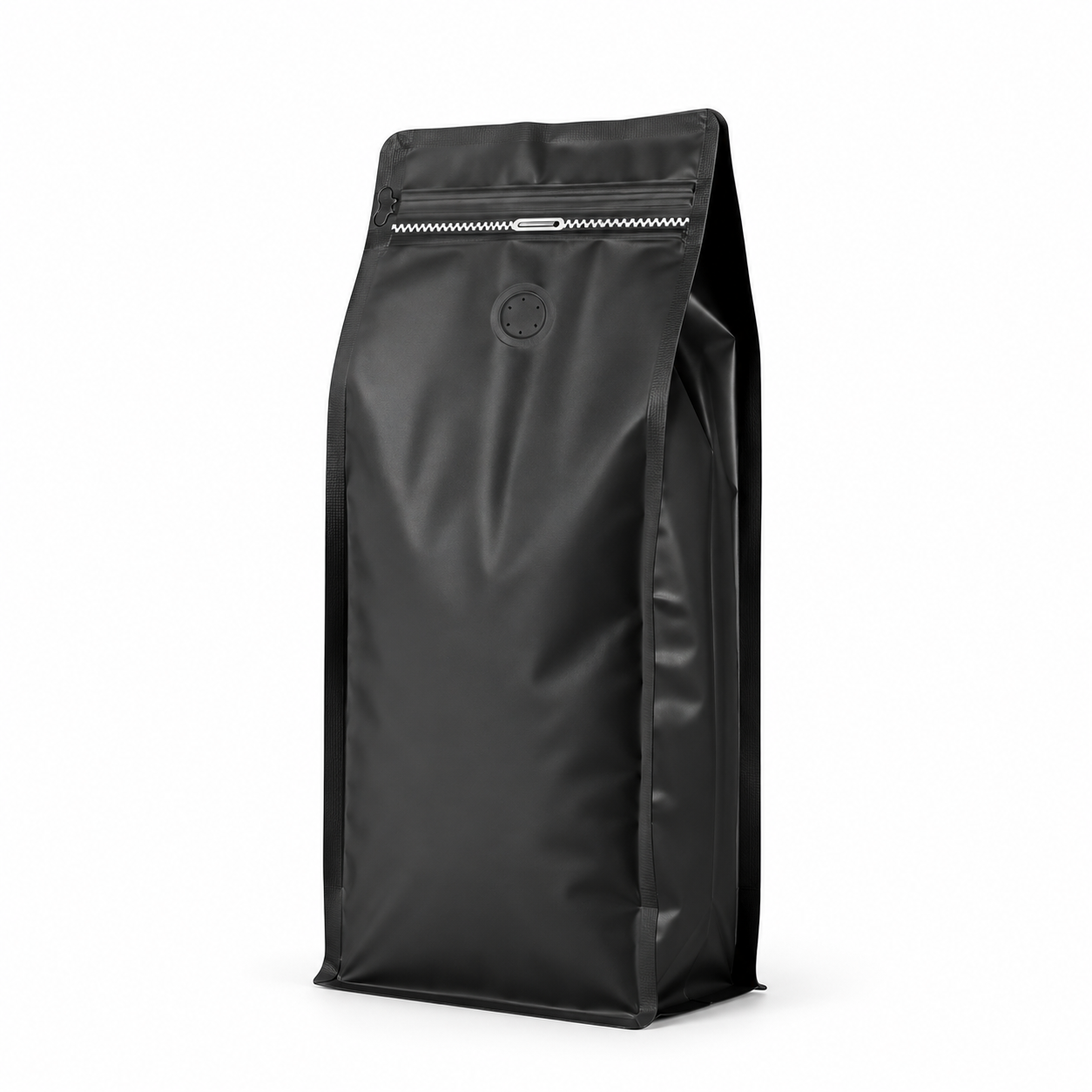 Bolsa Negra 500g para Cafe con Zipper y Valvula | 13.5 x 26 cm