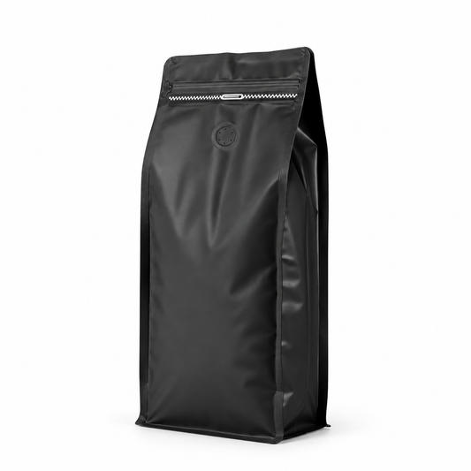 Bolsa Negra 500g para Cafe con Zipper y Valvula | 13.5 x 26 cm