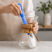 Cepillo de Limpieza con Esponja y Mango Largo para Cafeteras, Vasos, Tazas y Jarras