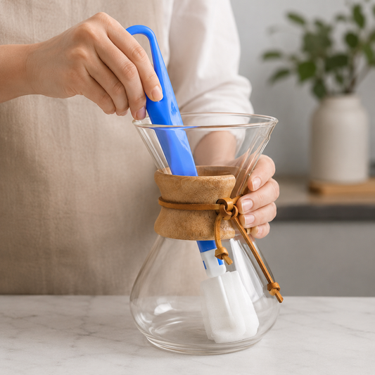 Cepillo de Limpieza con Esponja y Mango Largo para Cafeteras, Vasos, Tazas y Jarras