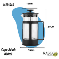Prensa Francesa Negra Disponible en 350ML/600ML/800ML