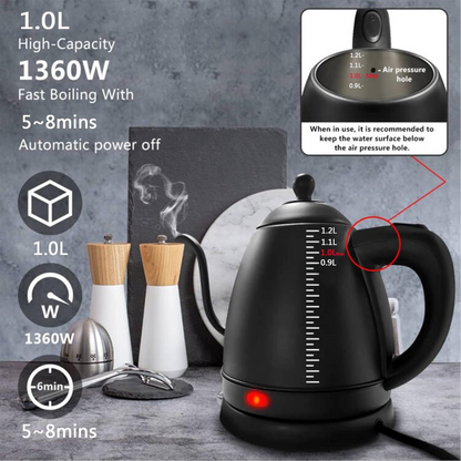 Calentador Cuello de Ganso Negro Electrico Apagado Automatico 1200ml