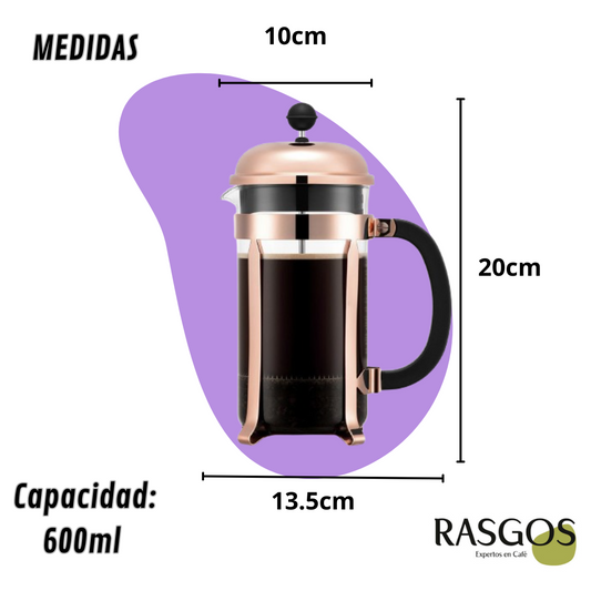 Cafetera de Embolo Prensa Francesa Bronce Disponible 350ml-600ml-800ml