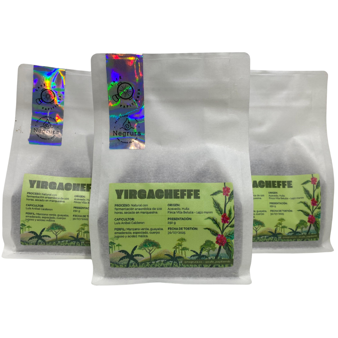 Café Exótico PAPITIENDA Variedad YIRGACHEFFE Natural con Fermentación Anaeróbica de 100 hr 240 g | Acevedo, Huila