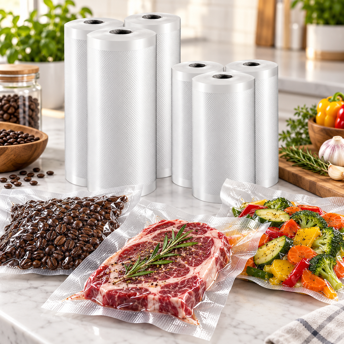 Rollos para Selladora al Vacio x6 | 8" y 11" para Cafe y Alimentos