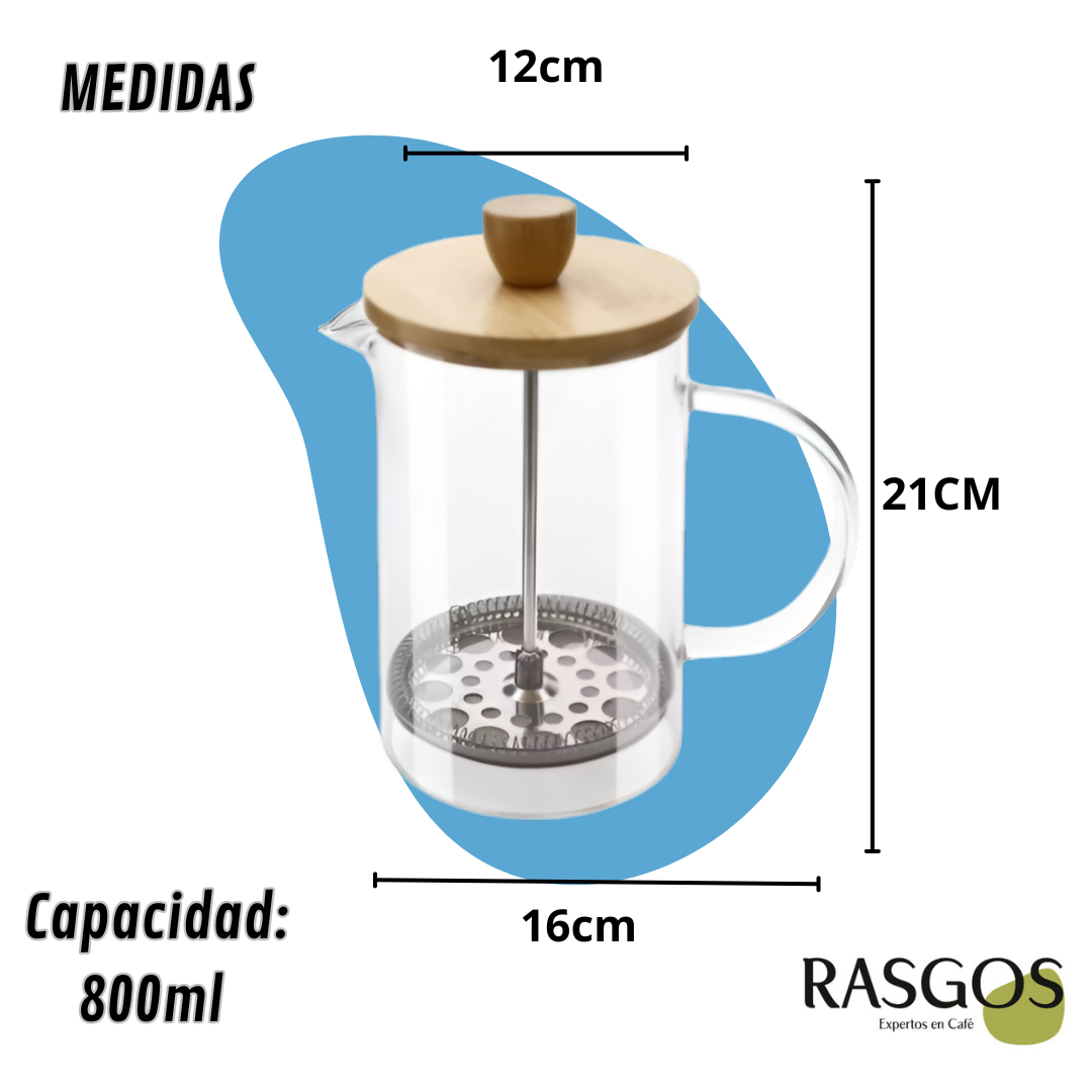 Prensa Francesa Melbourne Bambú Disponible 350ml / 600ml / 800ml