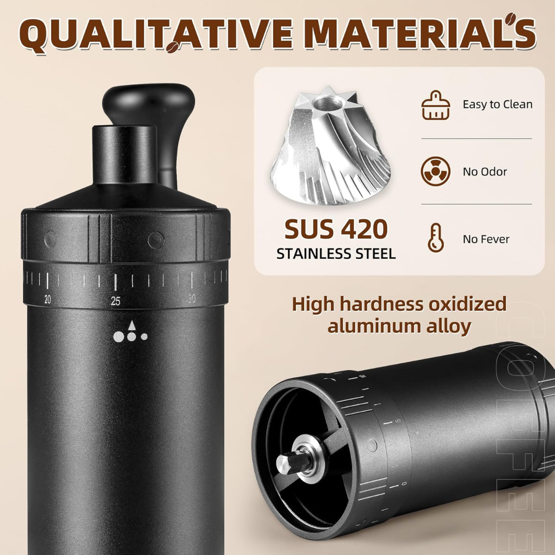 Molino de Café Pro Ajustable Muelas en Acero Negro 50gr