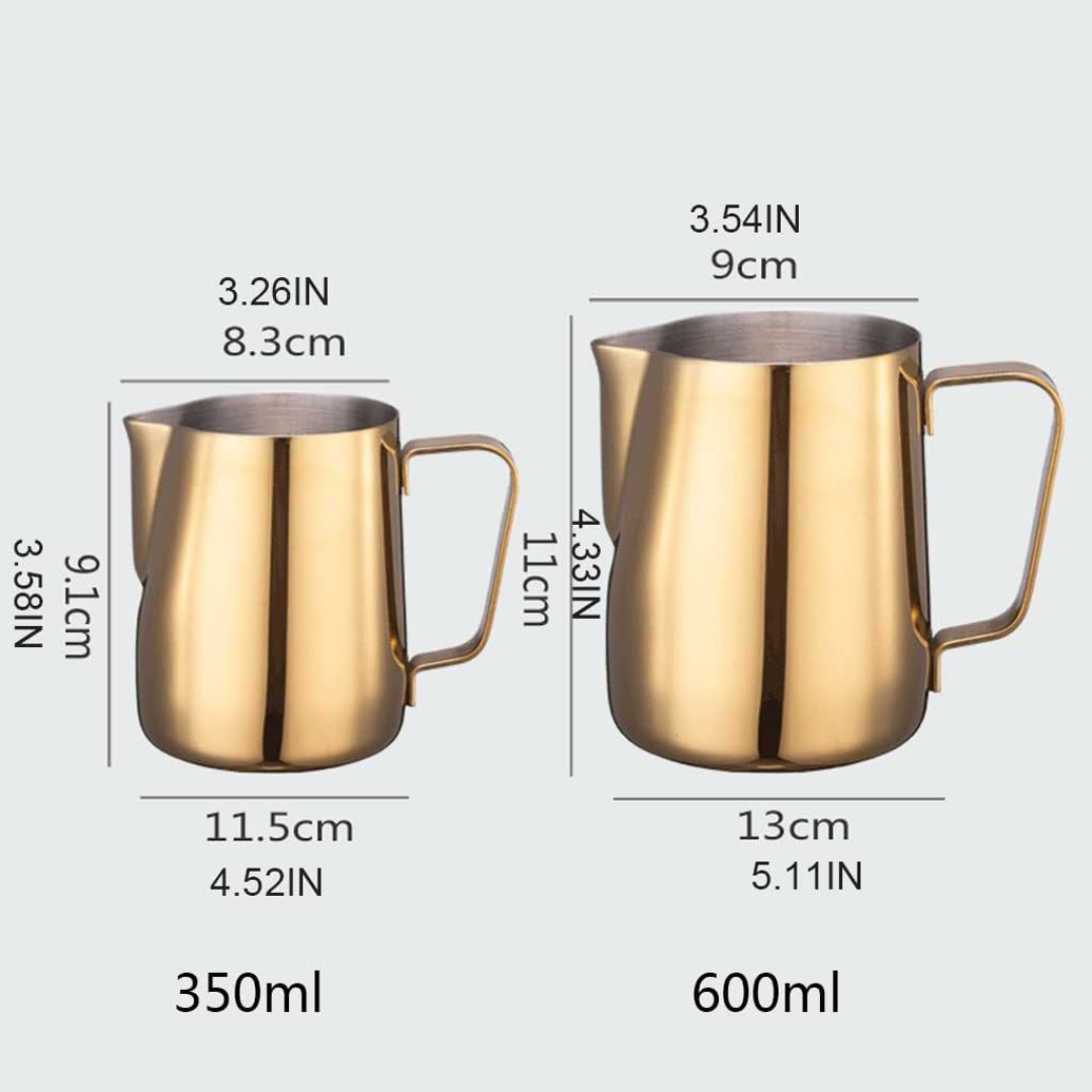 Jarra Cremadora Dorada para Arte Latte 350ml / 600ml