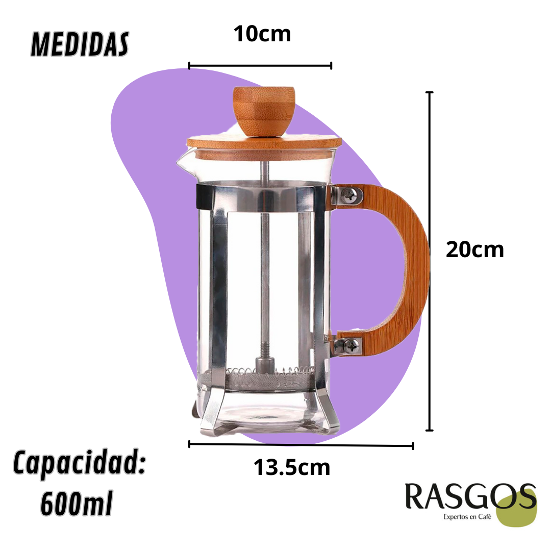 Cafetera Prensa Francesa Bambu 350ml-600ml-800ml