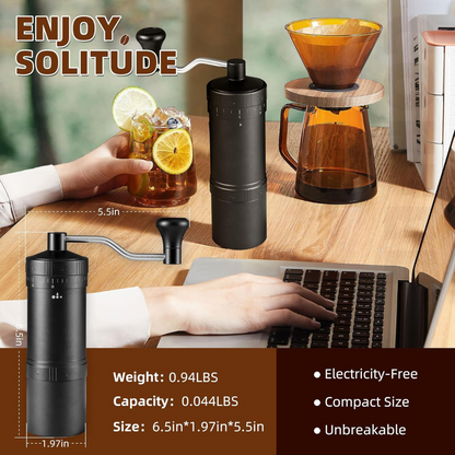 Molino de Café Pro Ajustable Muelas en Acero Negro 50gr