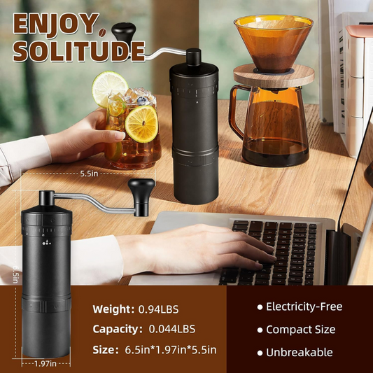 Molino de Café Pro Ajustable Muelas en Acero Negro 50gr