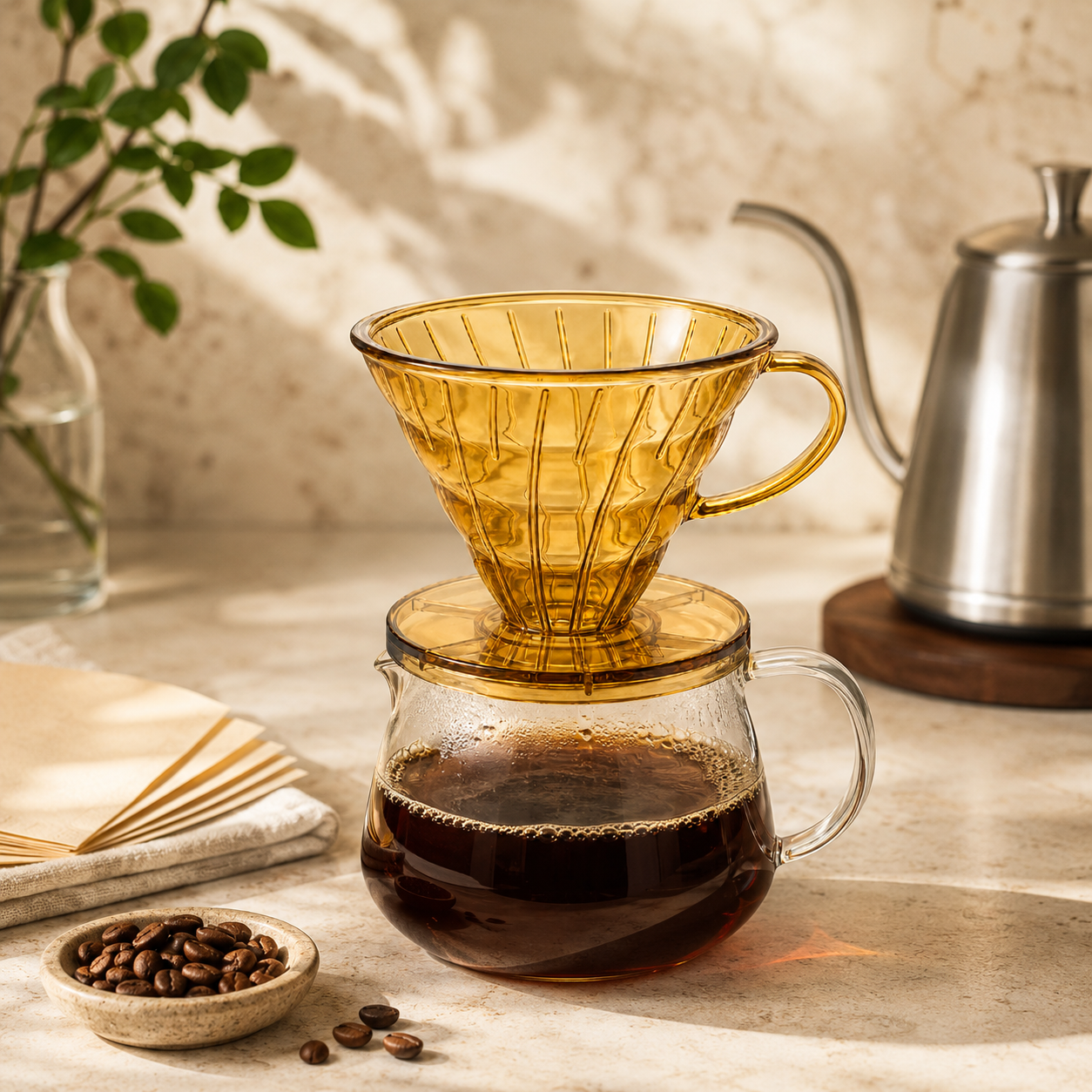 Cafetera Manual Tipo V60 02 Ambar | Cono para Cafe Filtrado