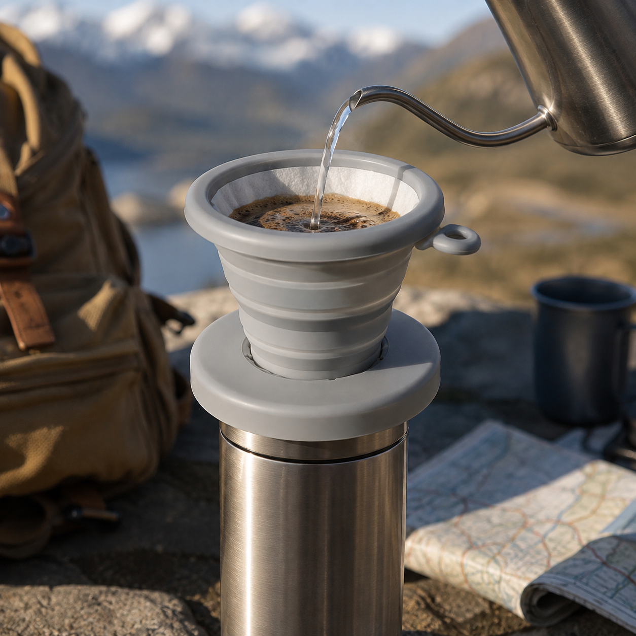 Dripper V60 Plegable de Cafe Tipo Origami Kalita y Timemore B75 para Viaje