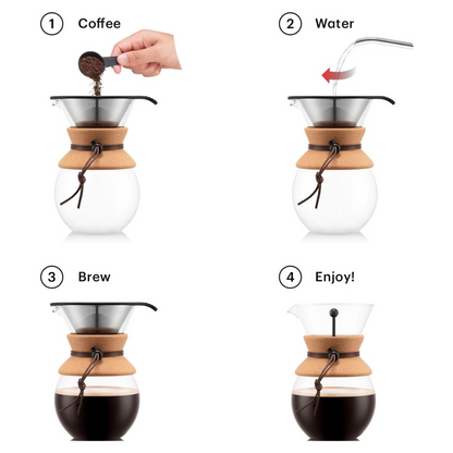 Cafetera de Goteo Bodum Original 1Lt con Filtro de Acero y Agarre de Corcho