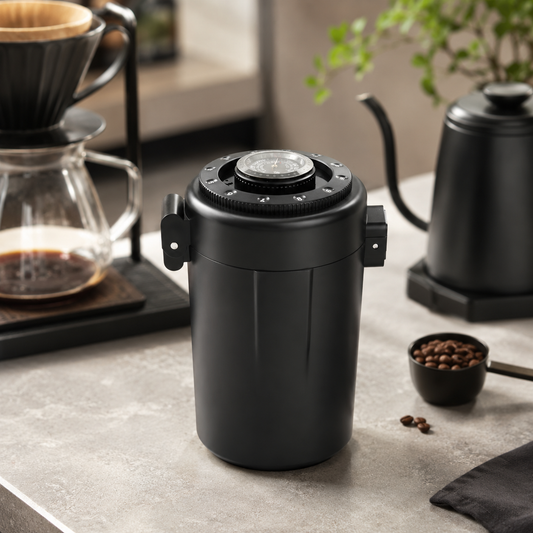 Recipiente Hermetico Profesional para Cafe 600 ml con Indicador de Fecha y Humedad
