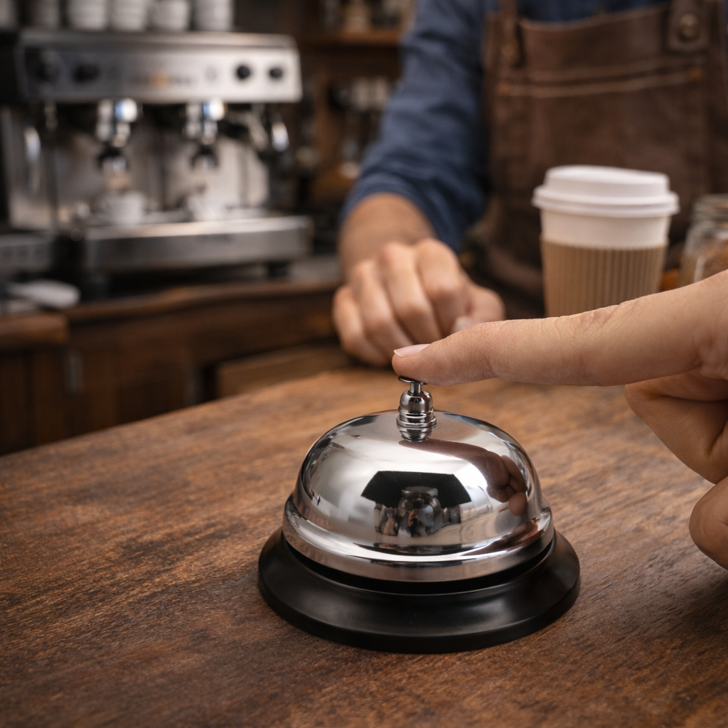 Campana Timbre de Llamada Cromada para Restaurante, Hotel y Recepción