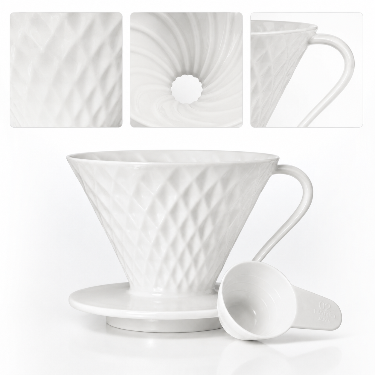 Kit V60 Ceramica Blanco 02 con Cuchara Medidora
