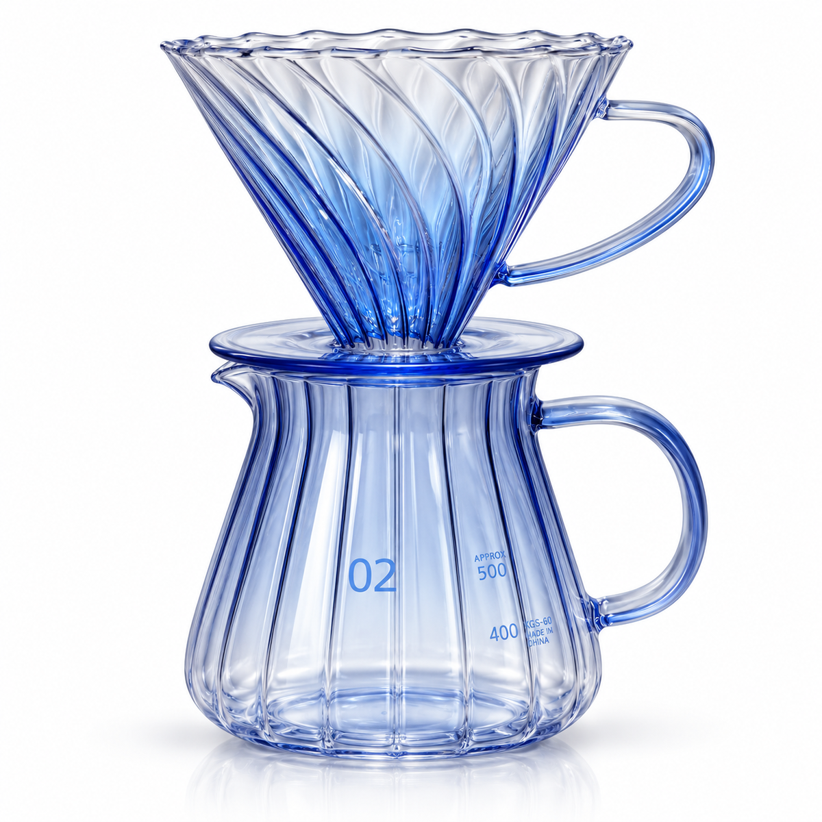 Kit Cafetera V60 + Servidor 02 600ml Azul Degradado