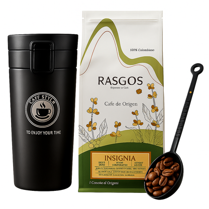 Combo Termo Vaso + Café Especial Insignia 250g + Cuchara Medidora 8g
