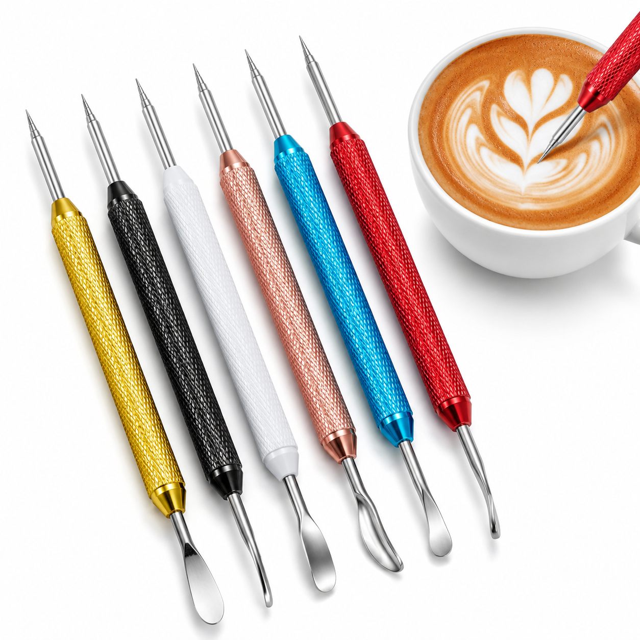 Lapiz de Arte Latte en Acero Inoxidable – Punta Fina y Mango Ergonomico