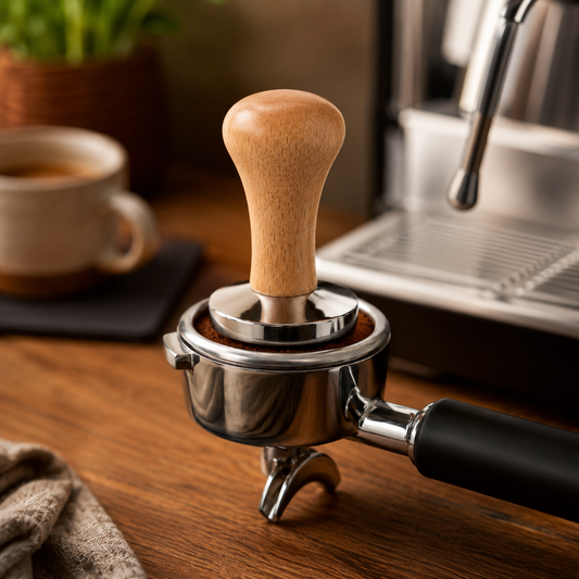 Tamper para Café Madera y Acero 58 mm | Maquina Espresso Barista