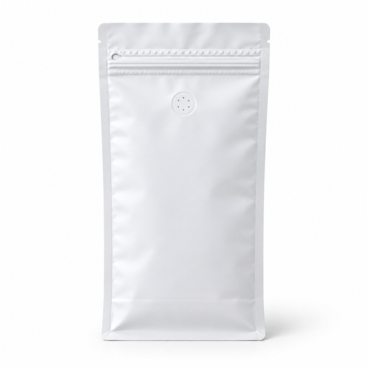 Bolsa Blanca para Cafe 500g con Valvula y Zipper