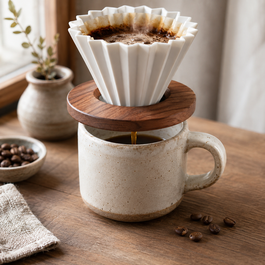 Base de Madera Compatible con Metodo V60 Dripper Origami