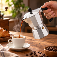 CAFETERA ITALIANA MOKA ALUMINIO PLATA 2 TAZAS