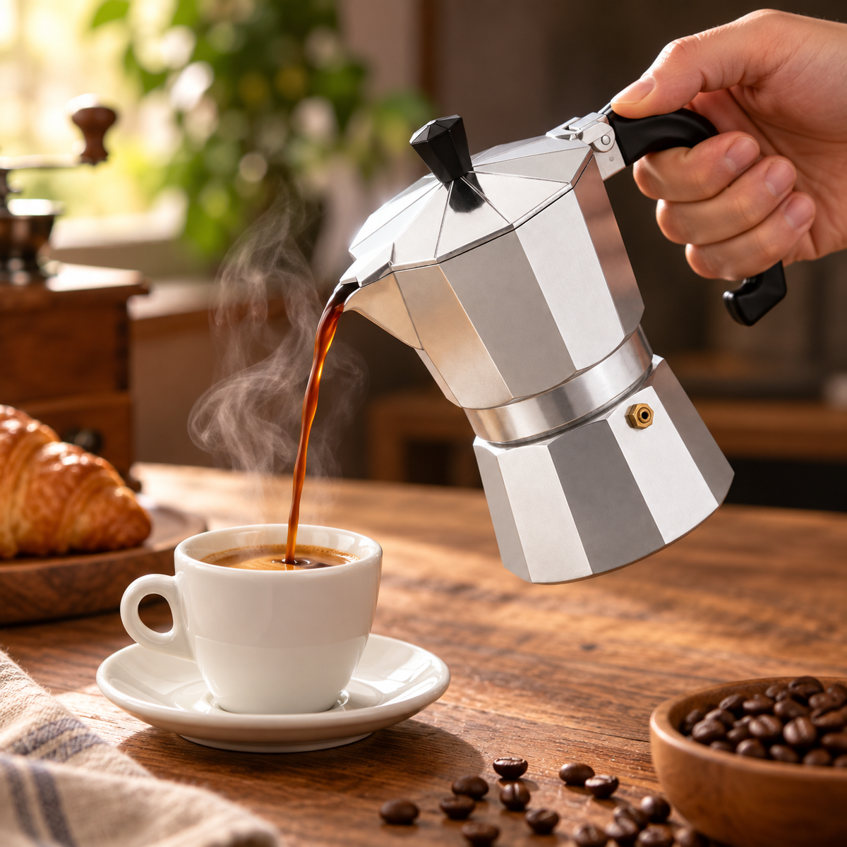 CAFETERA ITALIANA MOKA ALUMINIO PLATA 2 TAZAS