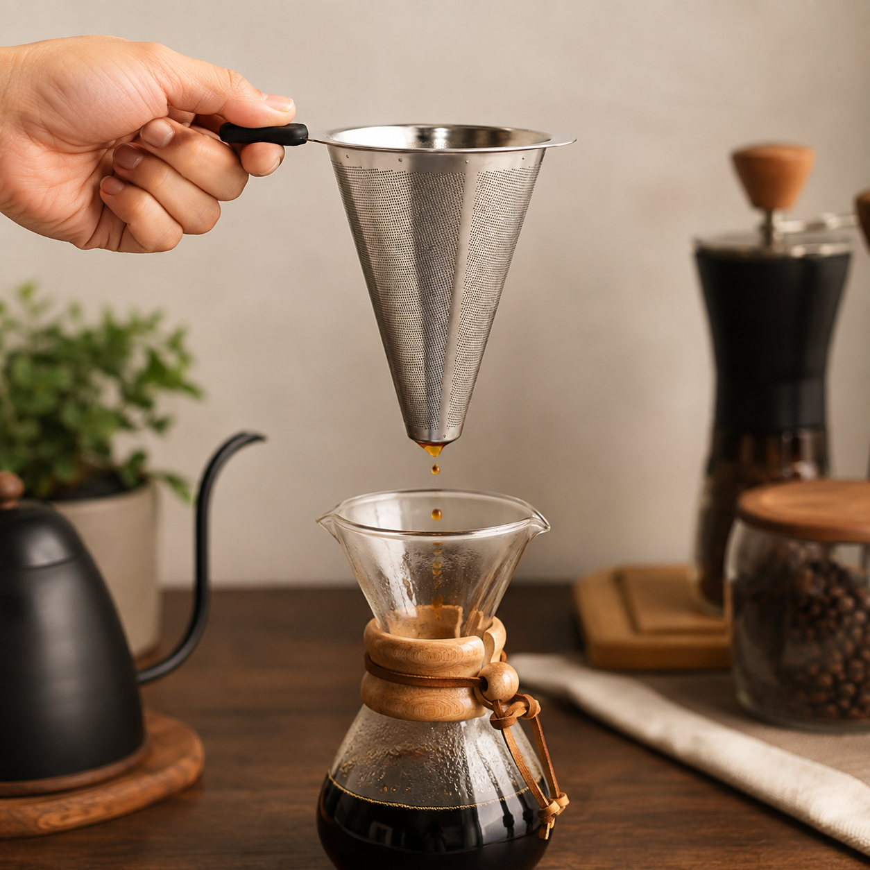 Filtro Acero Inoxidable para Chemex 3 Tazas Reutilizable