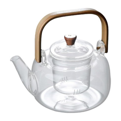 Tetera de Vidrio con Infusor y Agarre de Bambú 1 L Vertido de Precisión