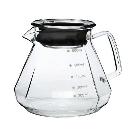 Servidor Transparente Diamantado para Café 600ml Vidrio Borosilicato con Tapa
