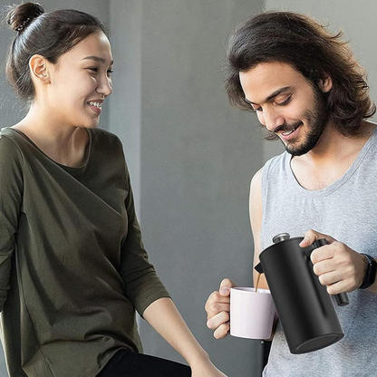 Prensa Francesa Negra Acero Inoxidable Doble Pared 800ml