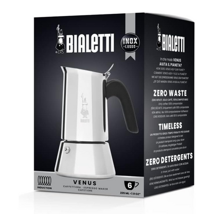 Bialetti Venus Cafetera Italiana 6Tazas Apta para Inducción Acero Inoxidable