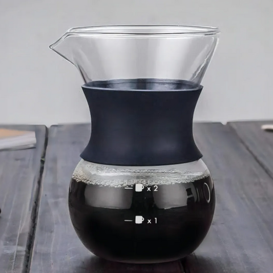 Cafetera de Goteo 400 ml 2 Tazas Pour Over Tipo Chemex con Filtro de Acero