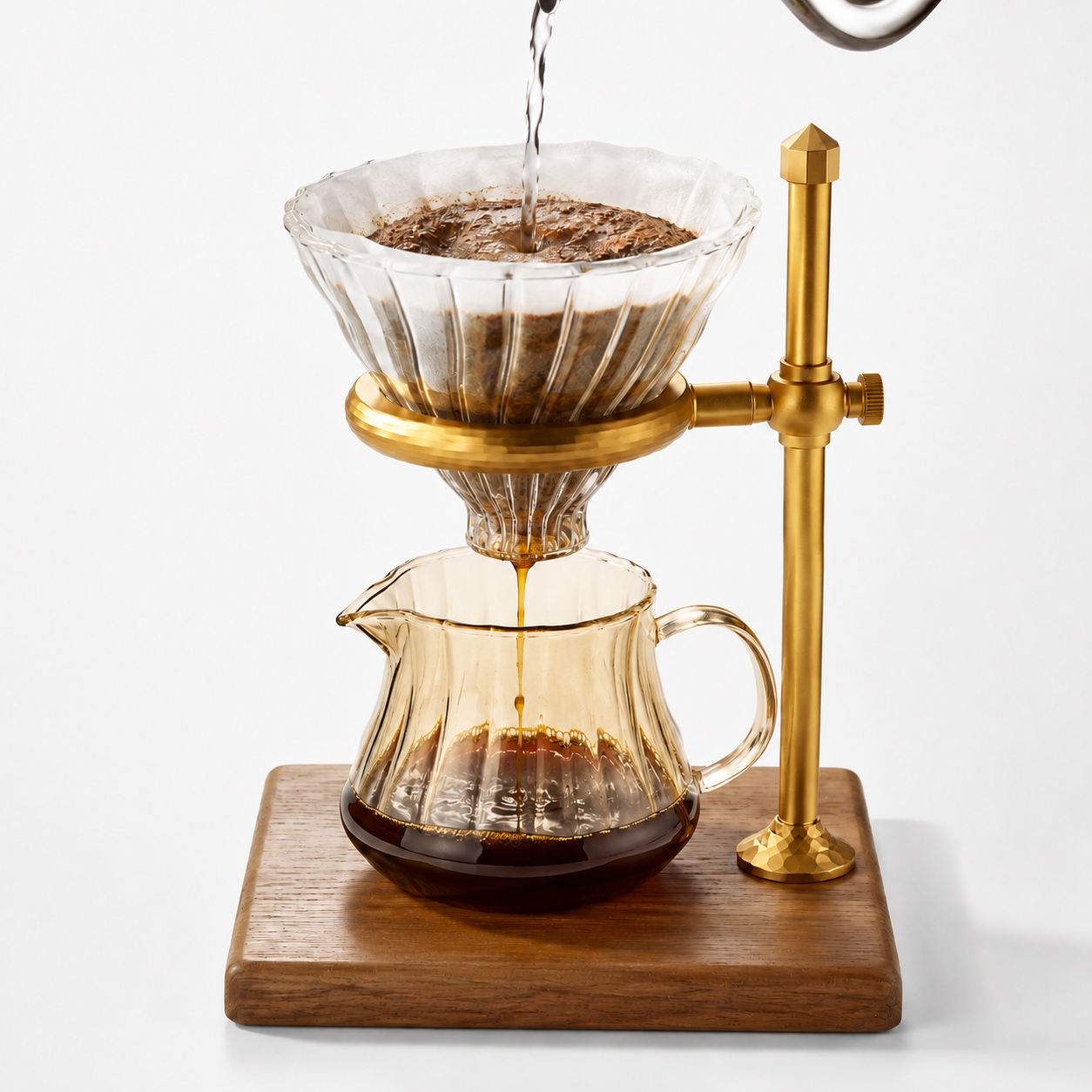 Kit Pour Over Base V60 Dorado Ajustable Dripper 02 con Jarra Server 400 ml