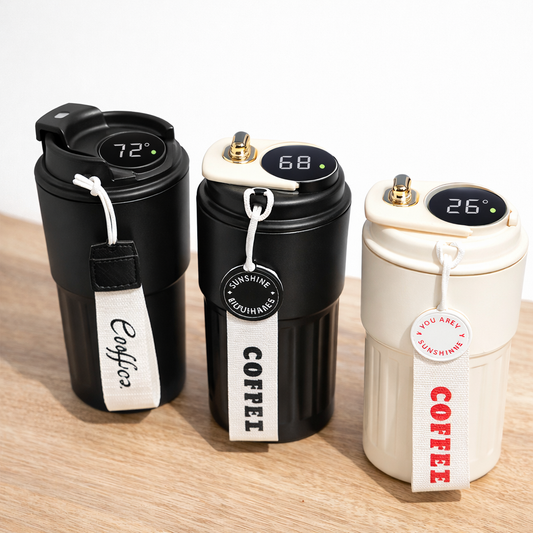 Vaso Termo Cafe Portatil Indicador Temperatura Hermetico y Antideslizante