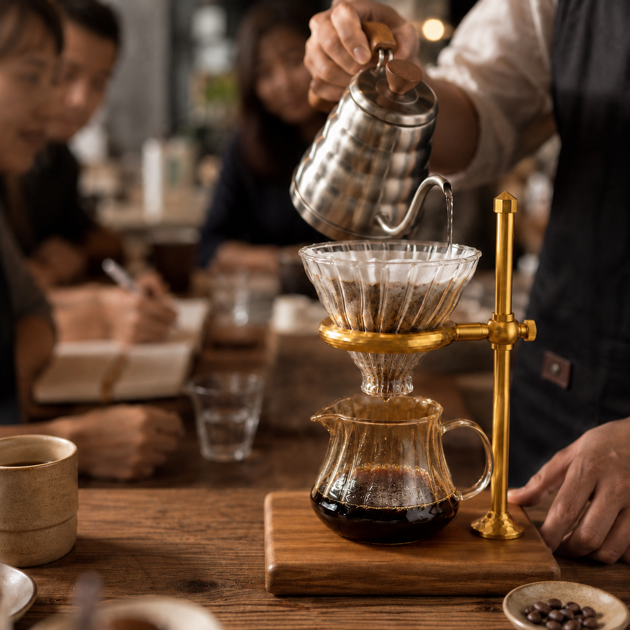 Kit Pour Over Base V60 Dorado Ajustable Dripper 02 con Jarra Server 400 ml
