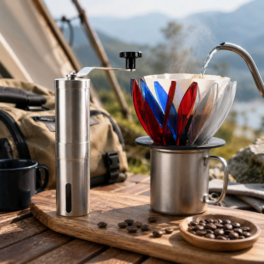 Kit v60 con Molino Manual de Acero Cafe Metodo Flor de Loto Tipo HARIO Suiren