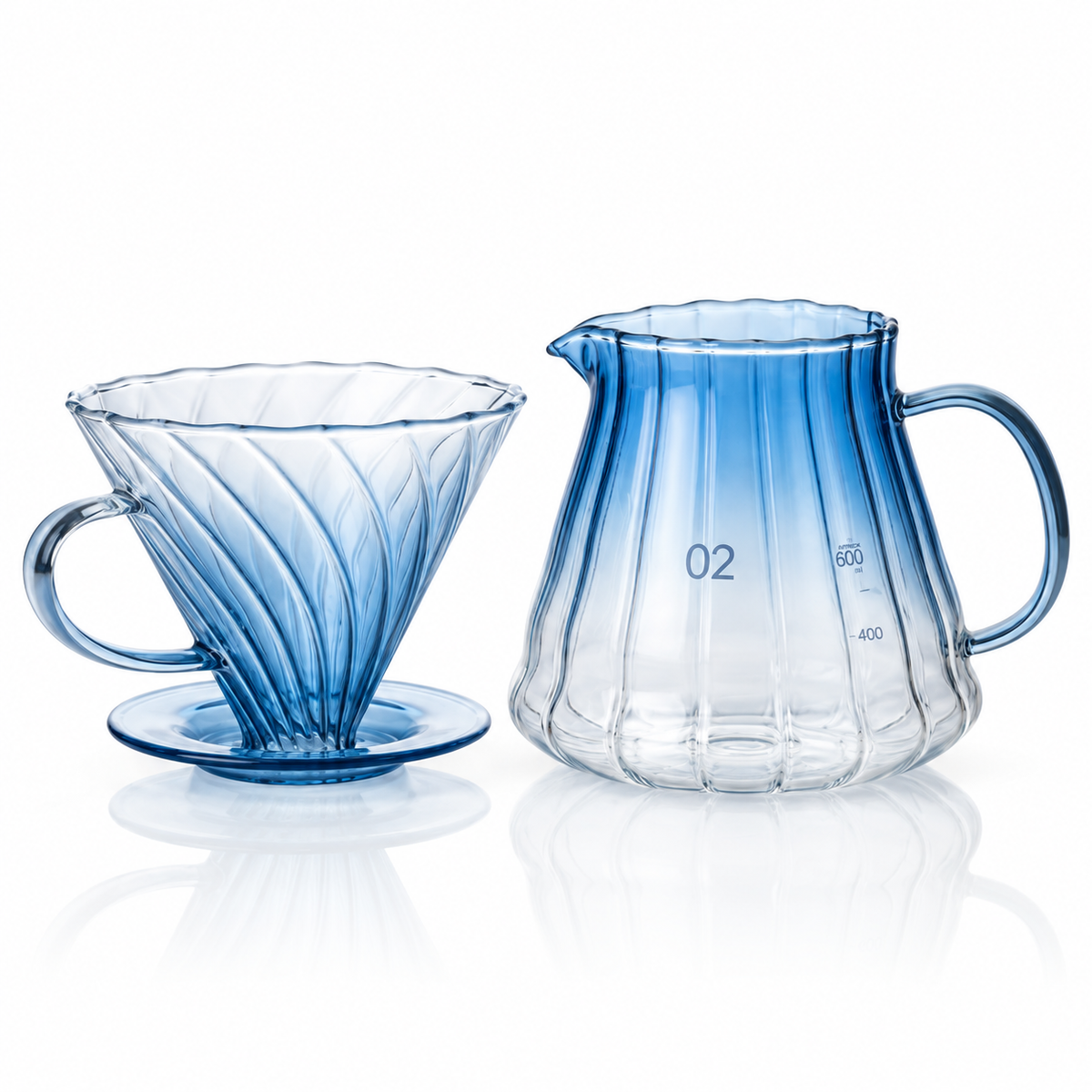 Kit Cafetera V60 + Servidor 02 600ml Azul Degradado