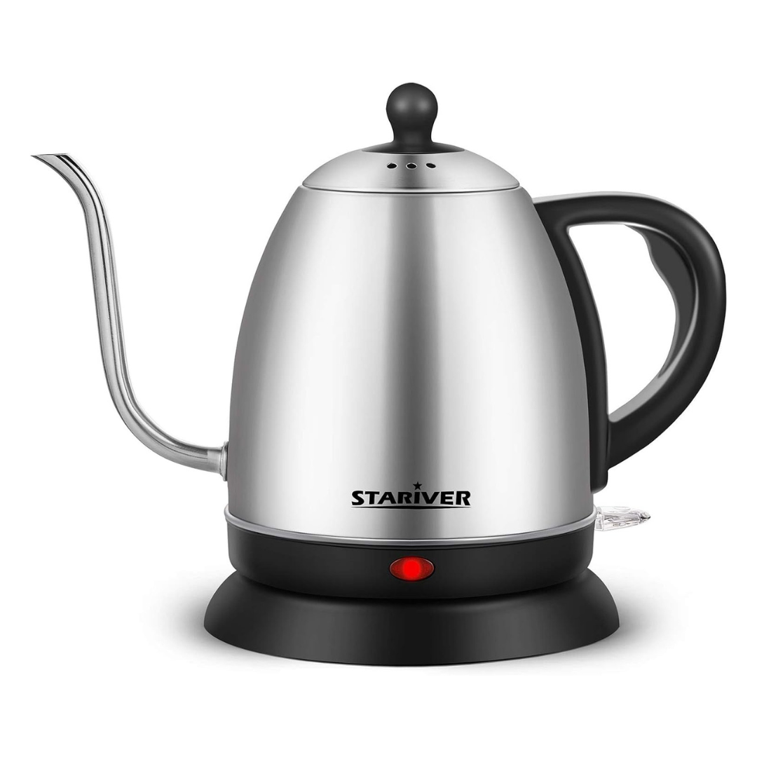 Tetera Calentador Eléctrico Cuello De Cisne Plata Stariver 1200ml