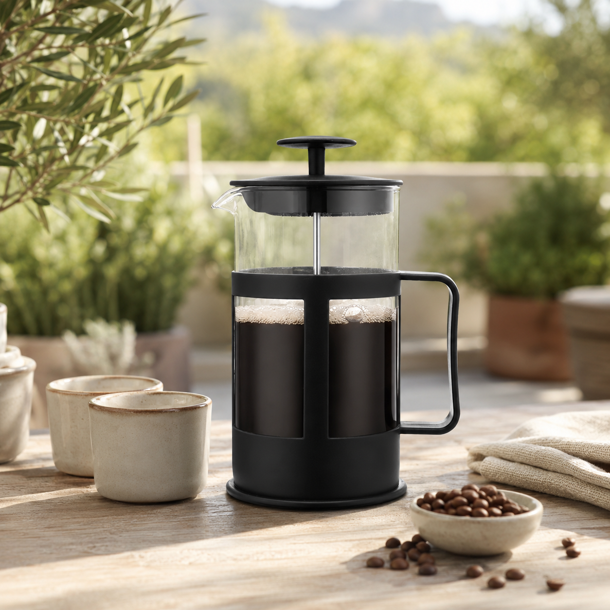 Cafetera Metodo Prensa Francesa Negra 1 Litro | Cold Brew Casero